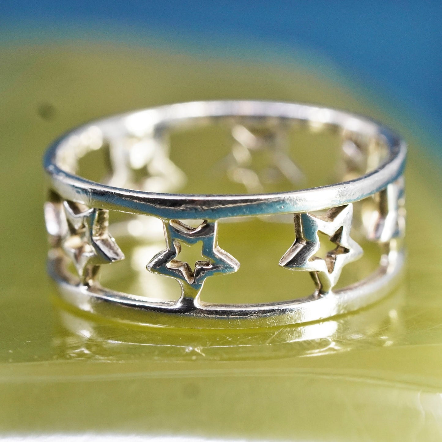 Size 8.5, vintage Sterling silver handmade ring, 925 star band