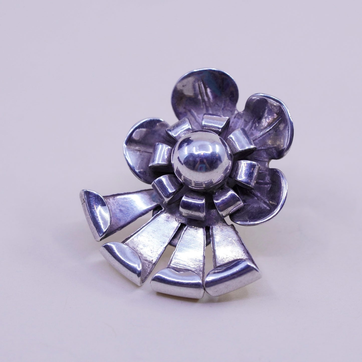 Vintage Sterling 925 silver handmade earrings, flower studs