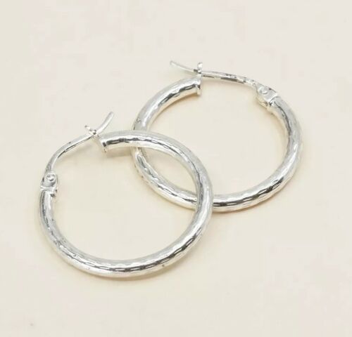 0.75” sterling silver 925 Huggie earrings Hoops, stamped 925