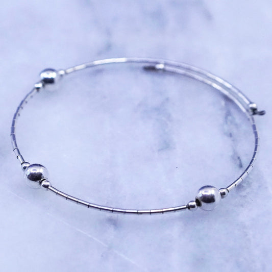 Size adjustable, vintage sterling silver handmade bracelet, 925 beaded bangle