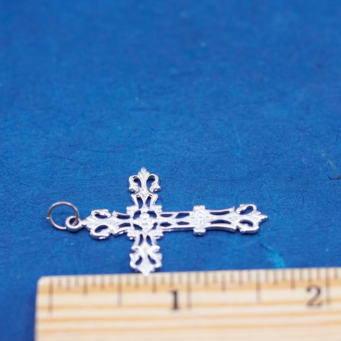 Sterling silver handmade pendant, 925 filigree cross charm