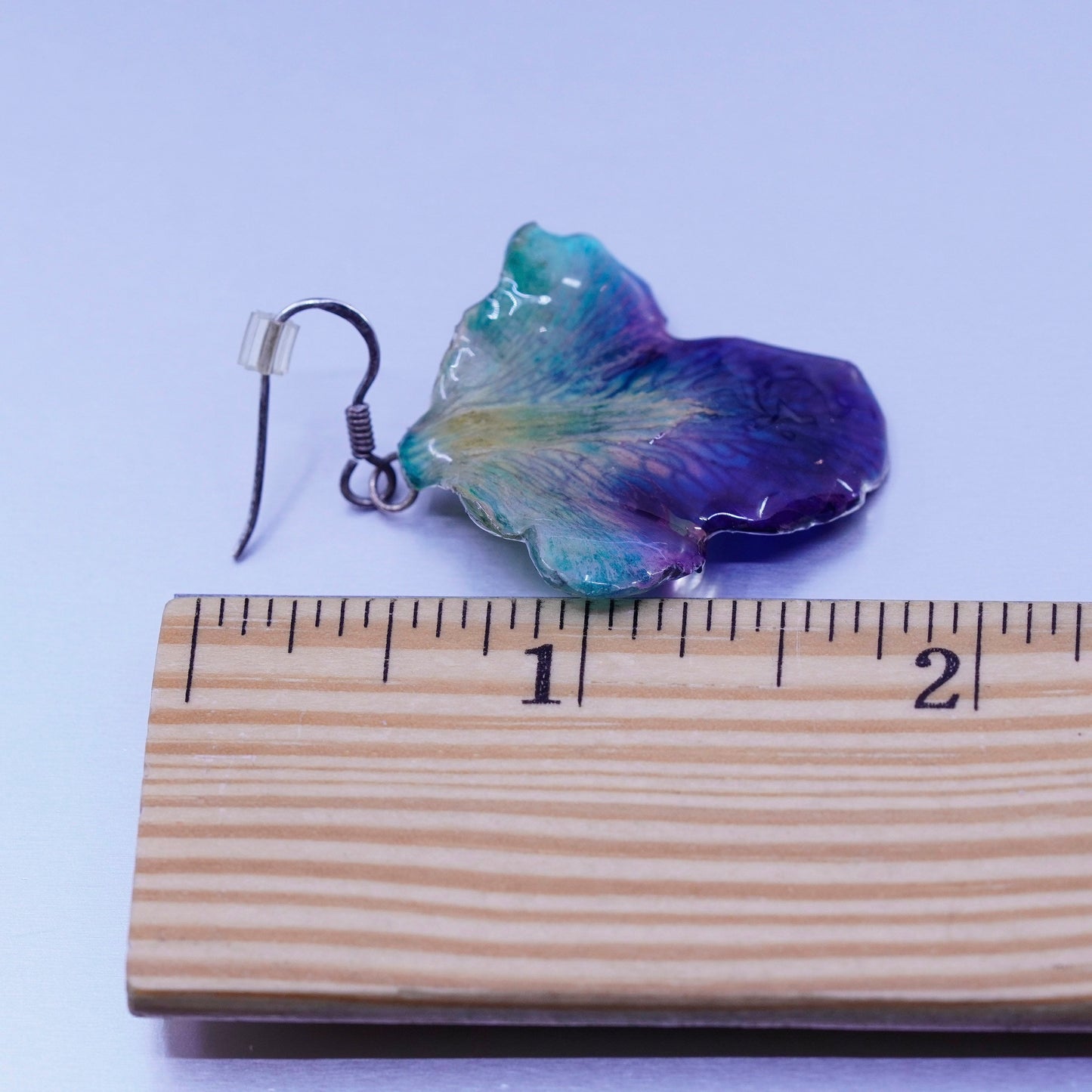 Vintage Sterling 925 silver handmade resin leaf earrings