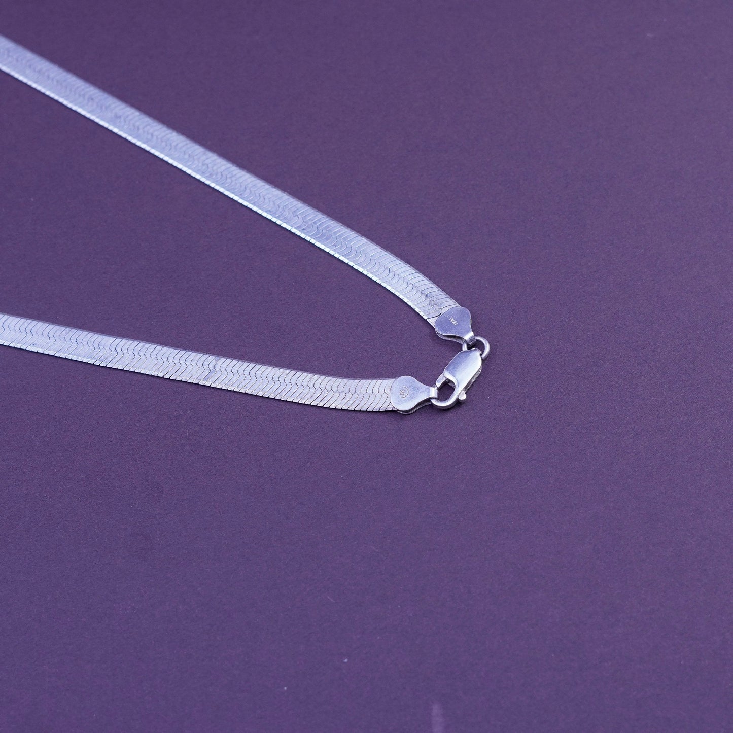 18”, 7mm, vintage Italy Sterling silver herringbone chain, 925 necklace