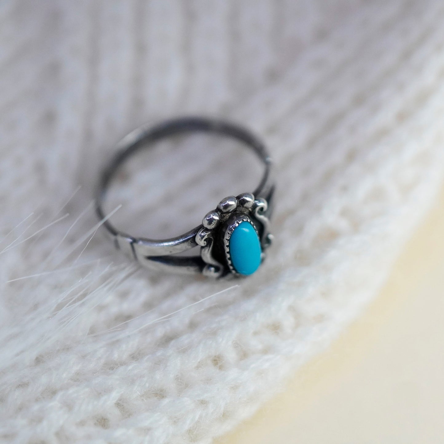 sz 7 Native American bell trading post sterling silver ring, 925 band turquoise