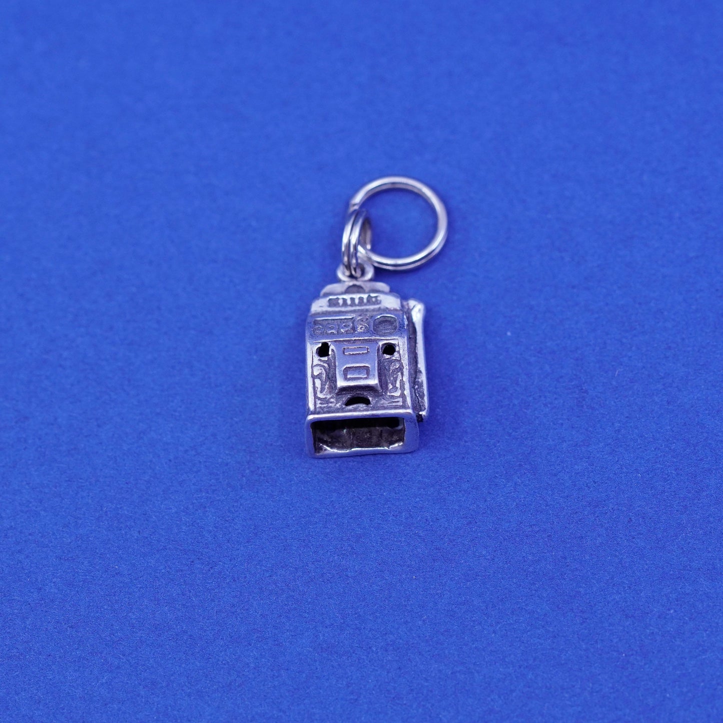 Vintage Sterling silver handmade pendant, 925 slot machine charm, silver tested