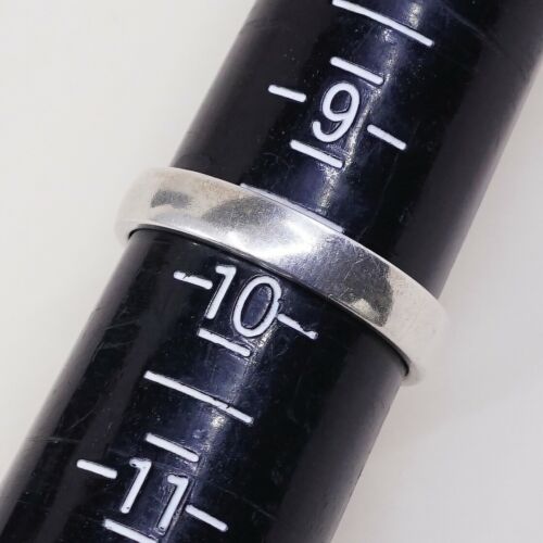 Size 9.5, Vtg Sterling Silver Handmade Wedding Ring, Solis 925 Silver Band