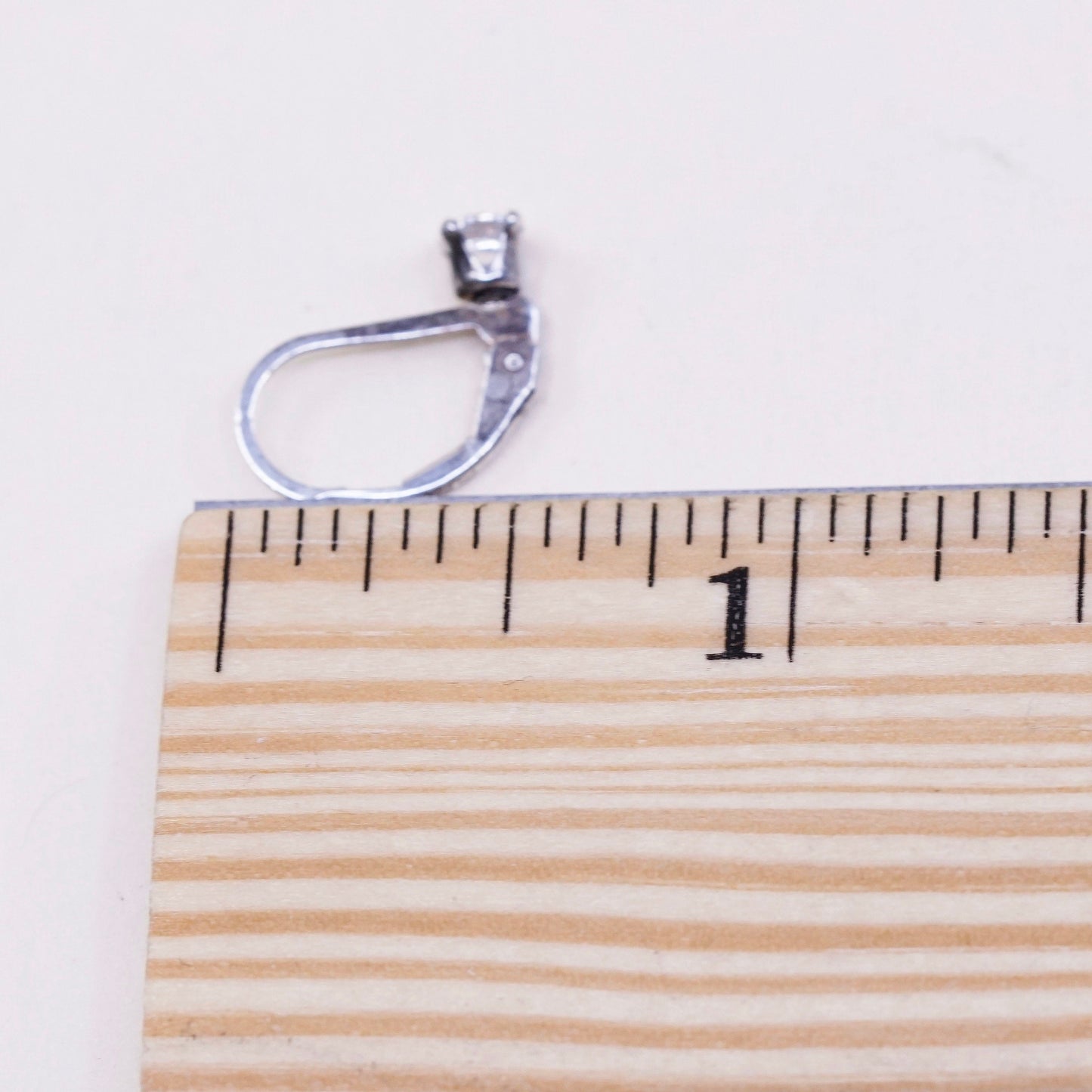 Vintage sterling silver handmade earrings, 925 with round CZ, stamped 925