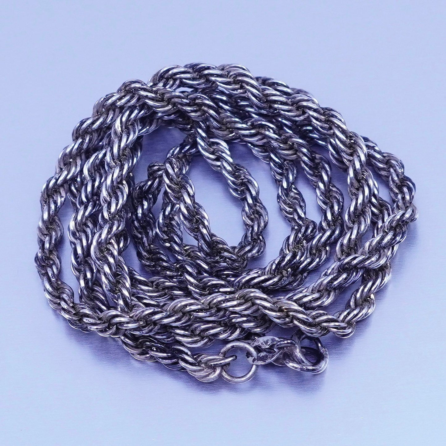 24” 4mm, vintage Italy Sterling 925 silver bold rope chain necklace