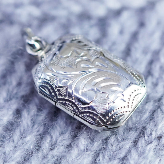 Vintage Sterling silver charm, textured 925 two photos locket