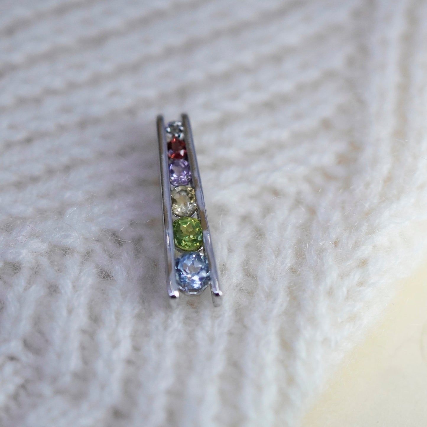 Vintage Sterling silver 925 handmade pendant with ruby citrine peridot topaz