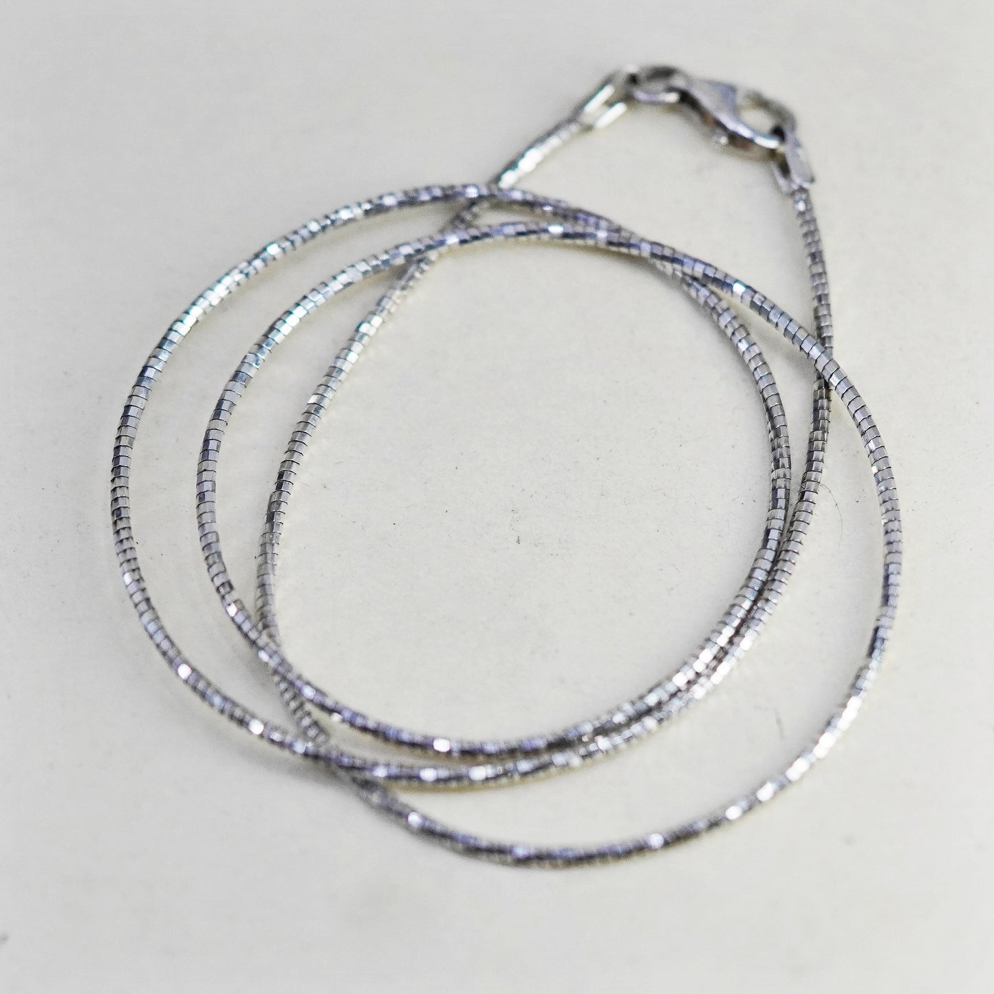16”, Vintage sterling silver twisted square snake chain, Italy 925 necklace