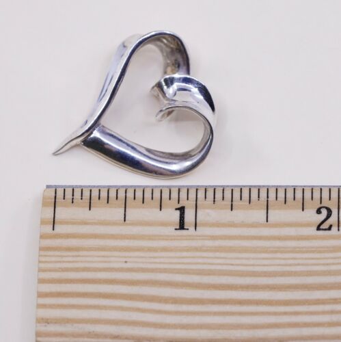 Vintage Italy Sterling Silver Twisted Heart Pendant, Solid 925 Silver Charm