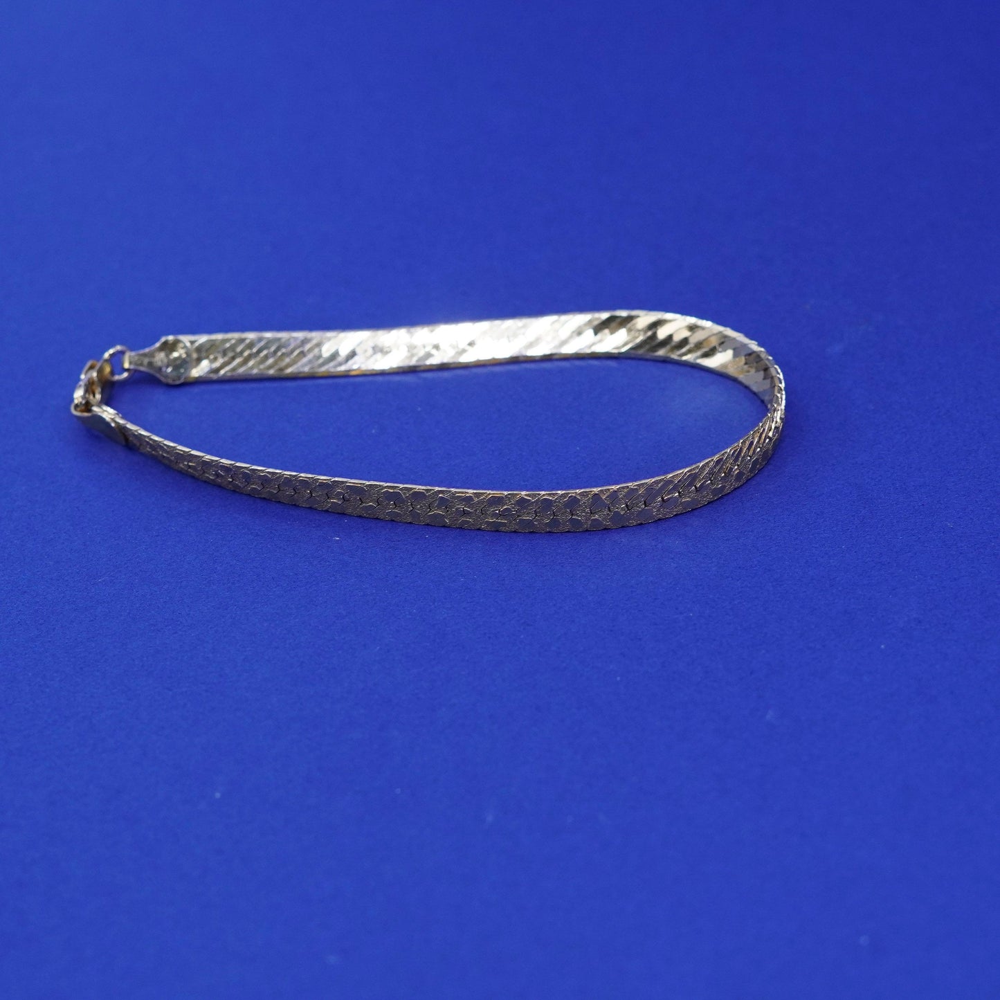7.75”, vintage vermeil gold over Sterling silver bracelet 925 herringbone chain