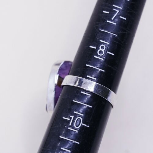 Sz 9, Sterling Silver handmade Ring, 925 Silver Ring W/ amethyst, stamped 925