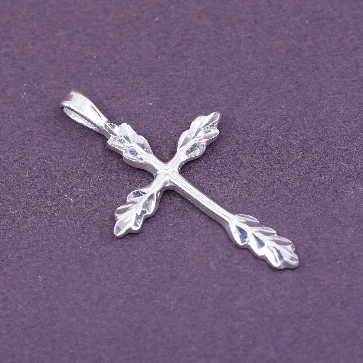 Vintage Sterling silver handmade pendant, 925 textured cross