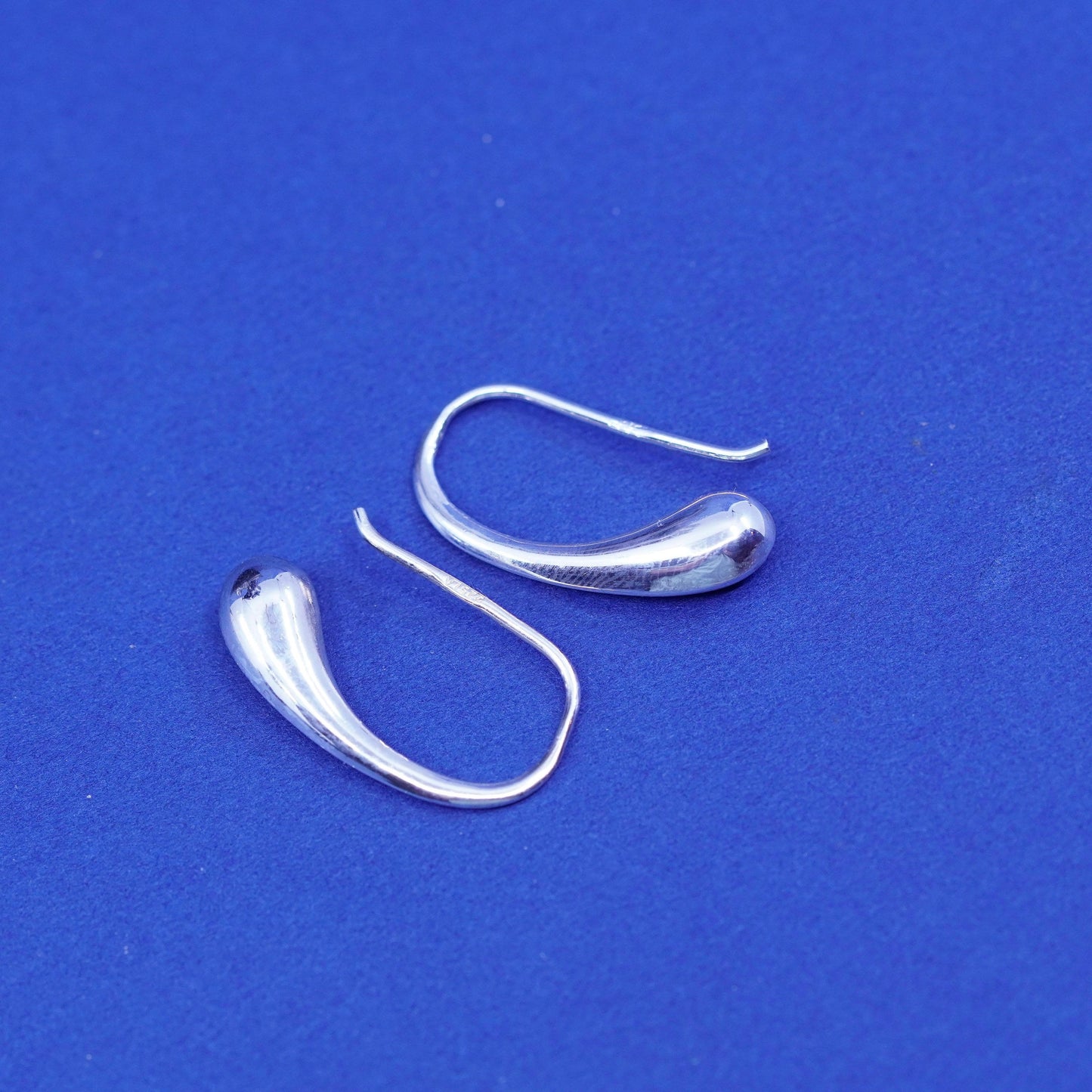 Vintage sterling silver handmade earrings, 925 simple teardrop drops
