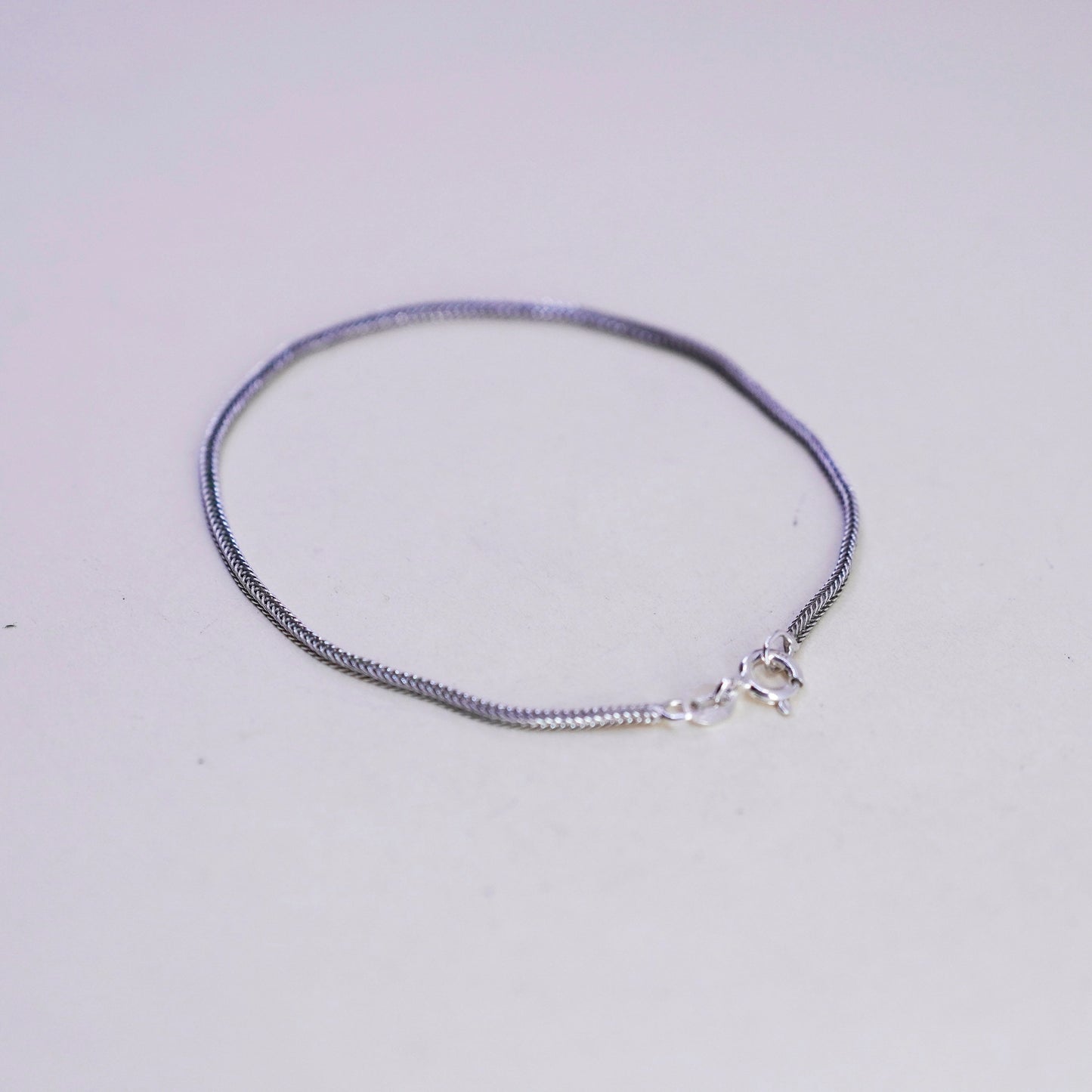 7.5”, Vintage Italian sterling silver handmade bracelet, 925 wheat link chain