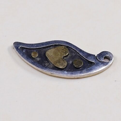 Vintage FAR Two Tone Love Maggie Sterling Silver Heart Pendant, Modern 925 Charm