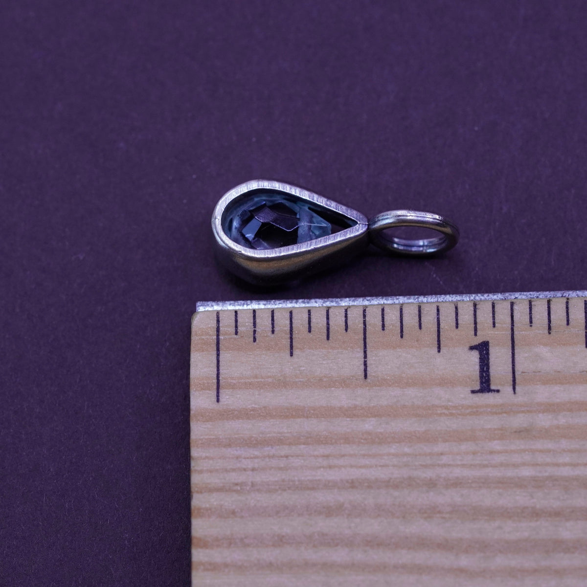 Vintage Sterling silver handmade pendant, 925 charm with teardrop topaz