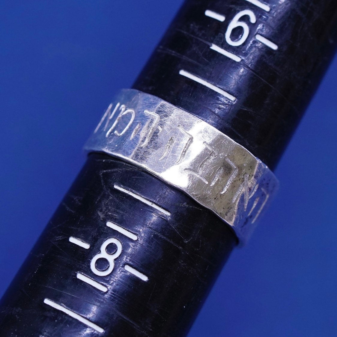 sz 7, vtg Sterling silver handmade ring, 925 band w/ Hammered