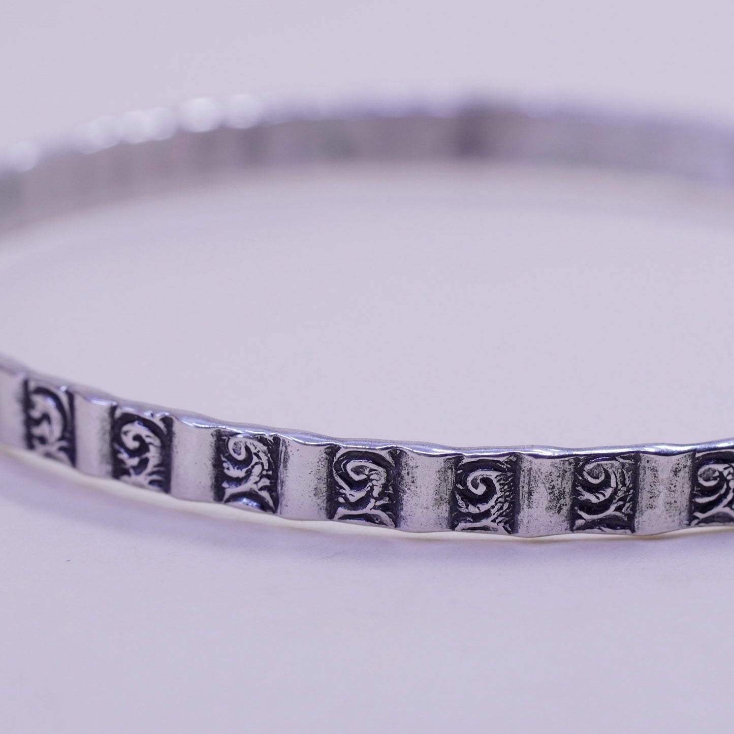 8”, danecraft sterling silver handmade 925 silver bracelet, textured bangle