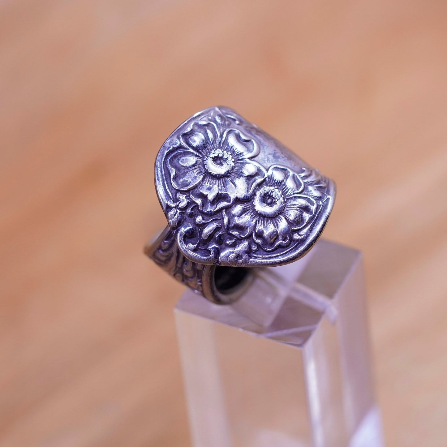 Size 4.75, vintage Sterling silver handmade band, 925 spoon ring
