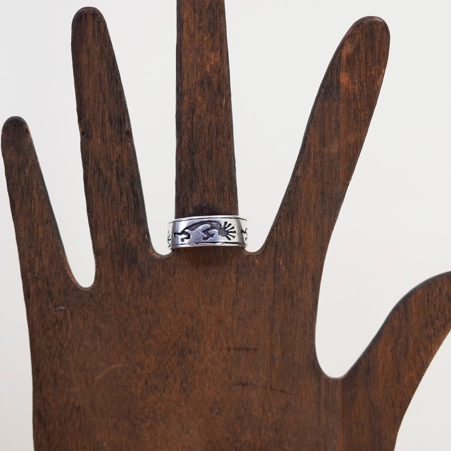 size 8.75, Native American Sterling silver handmade ring, 925 Kokopelli band