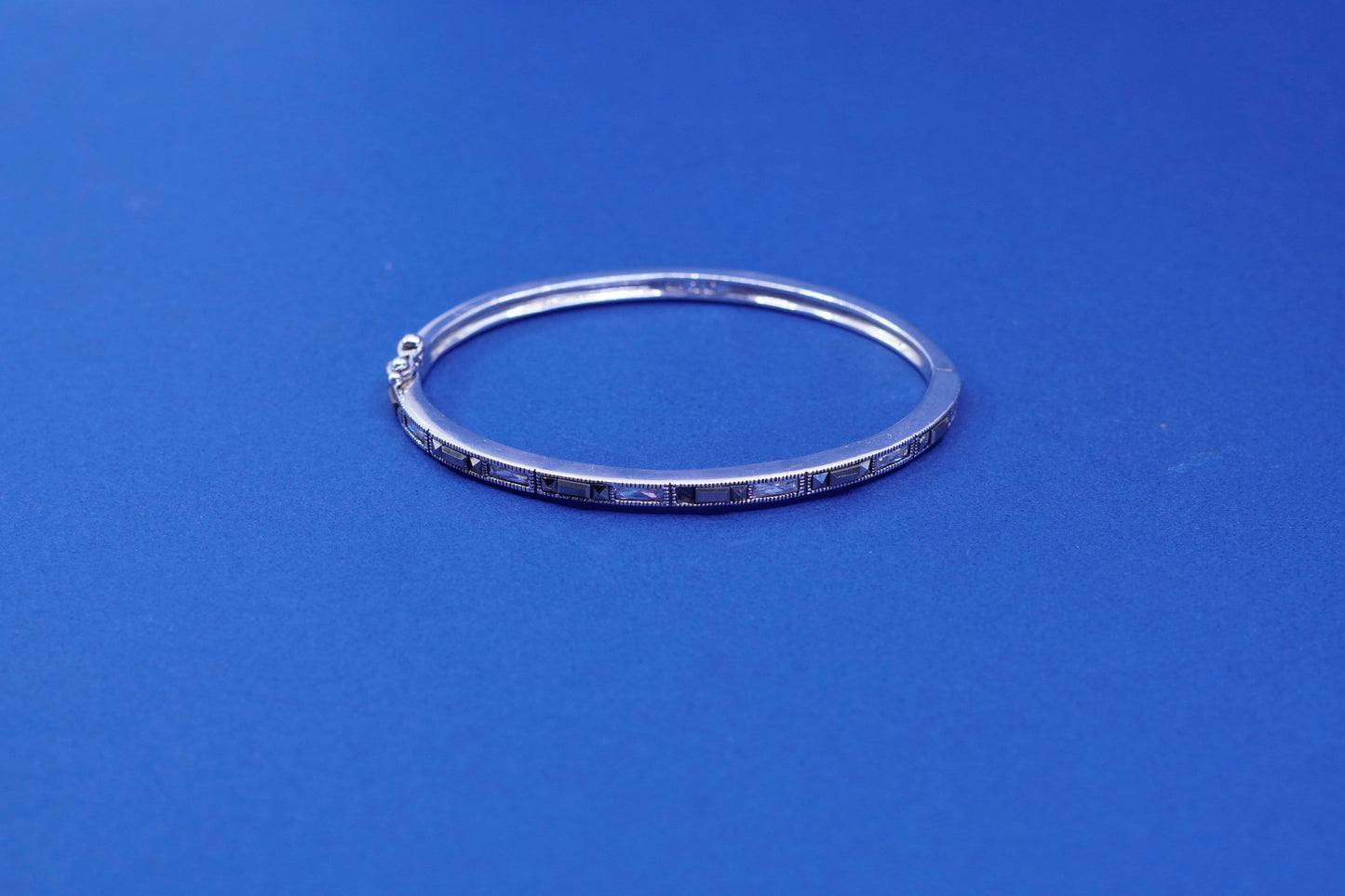 7”, Judith Jack sterling silver marcasite bracelet, 925 bangle w/ Marcasite