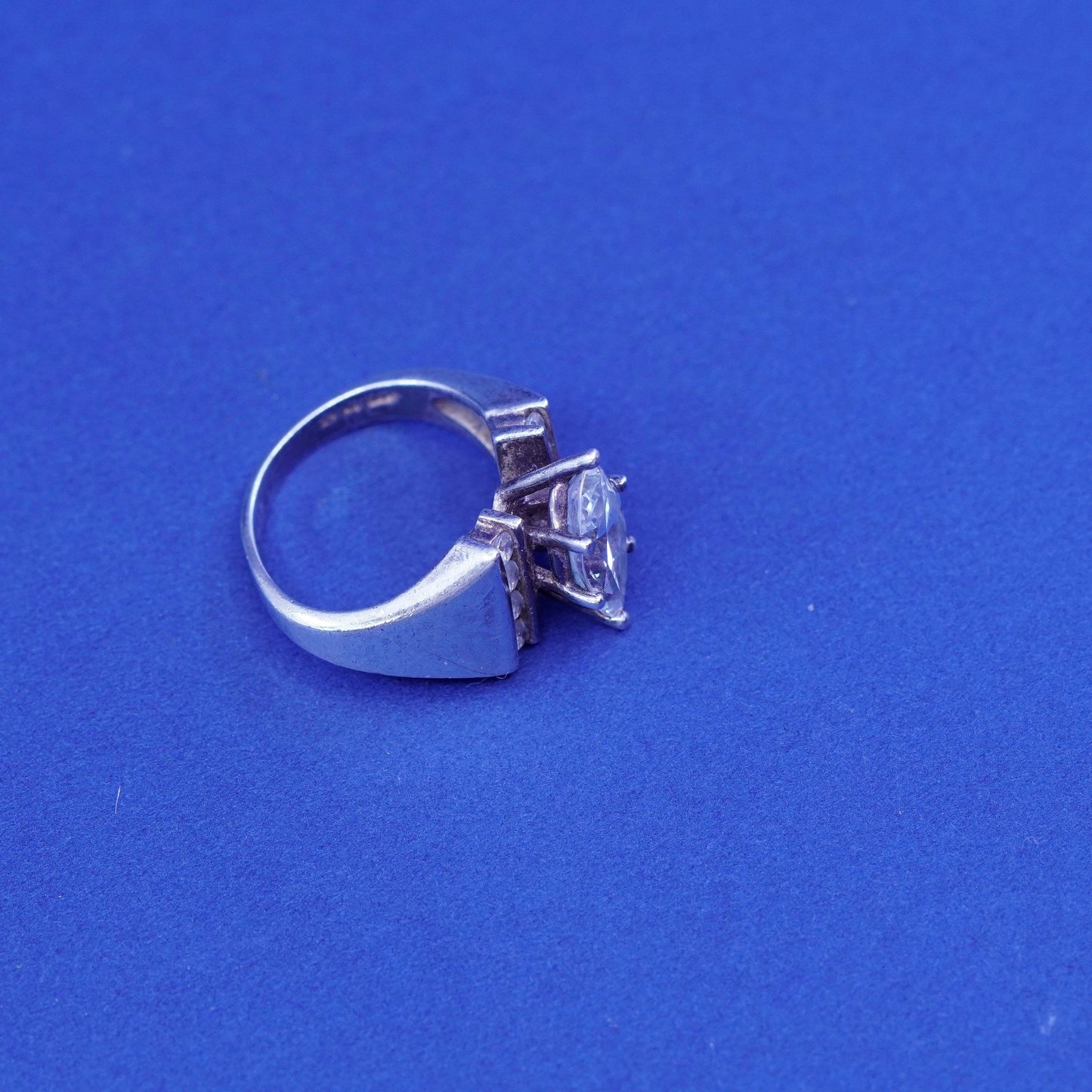 Size 5, Vintage Sterling 925 silver engagement ring with Cz