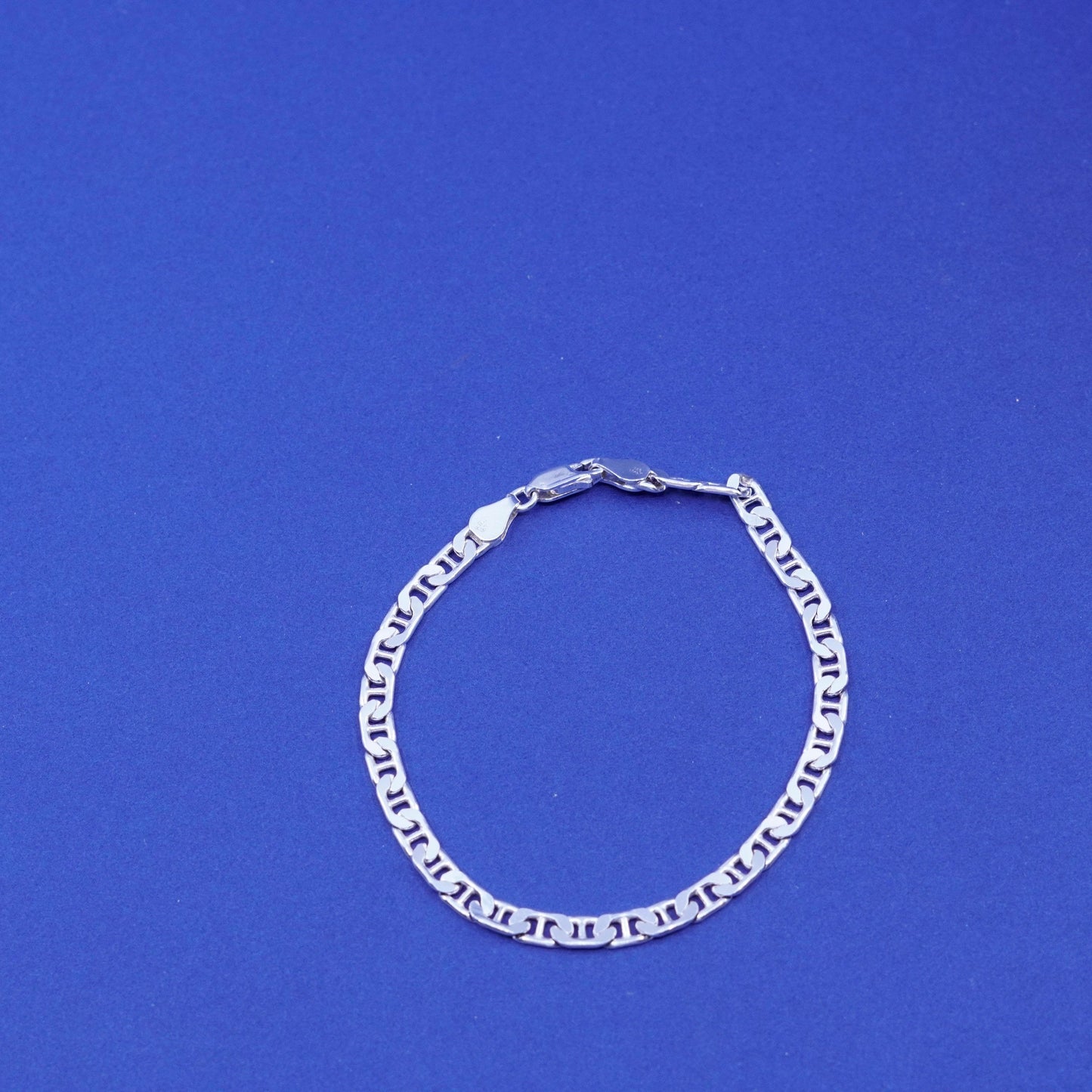 8”, 6mm, vintage Sterling 925 silver anchor bracelet, chain