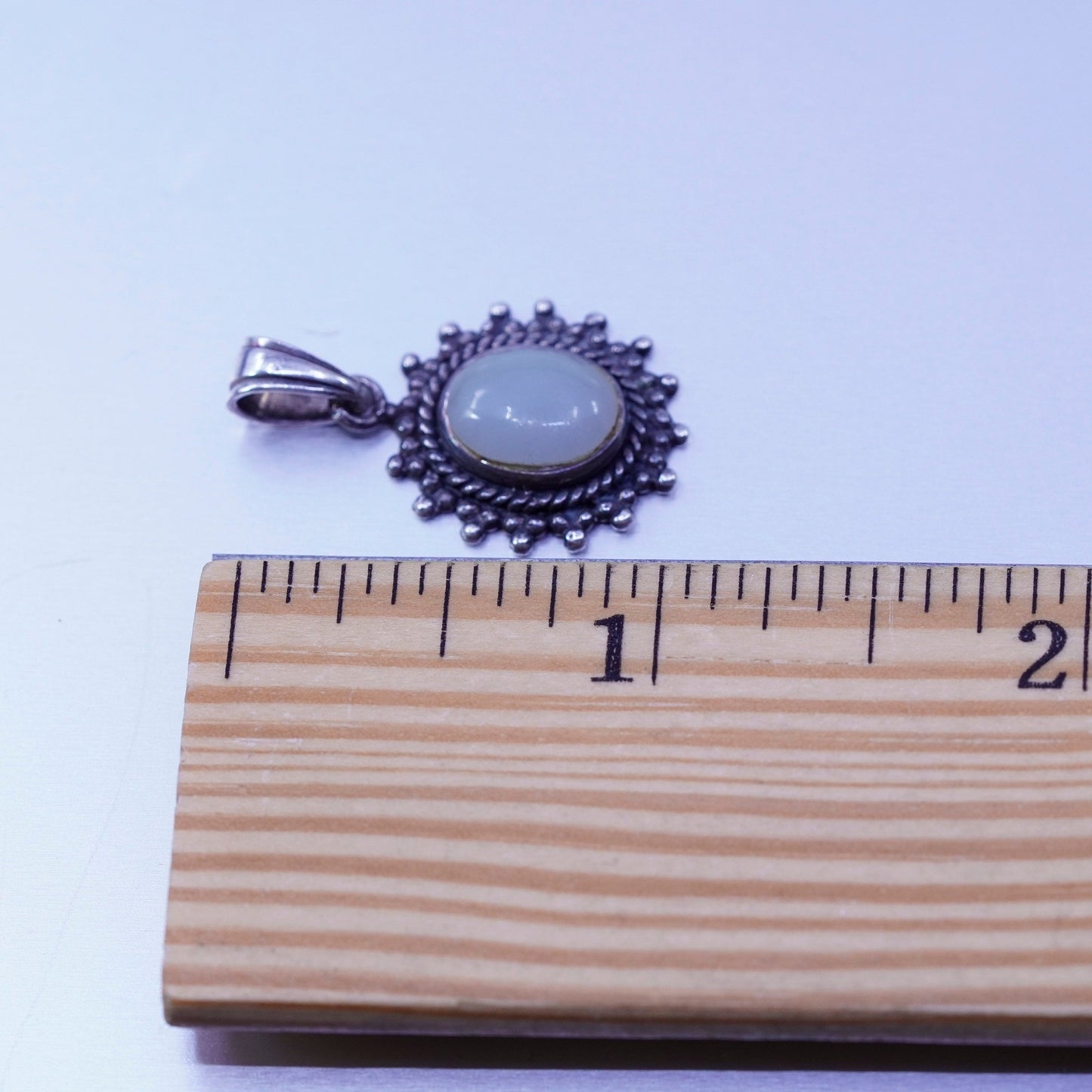 antique sterling 925 silver pendant with jade and beads