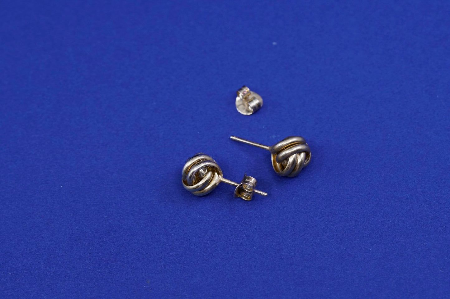 Vintage vermeil gold over Sterling silver handmade earrings, 925 entwined studs