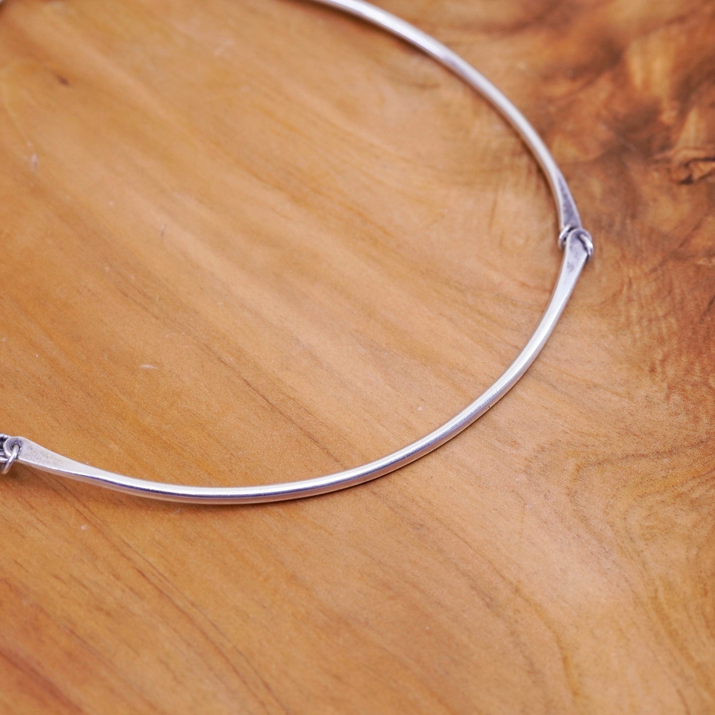 13+1”, vtg Sharp sterling silver handmade choker collar necklace, 925 bar chain