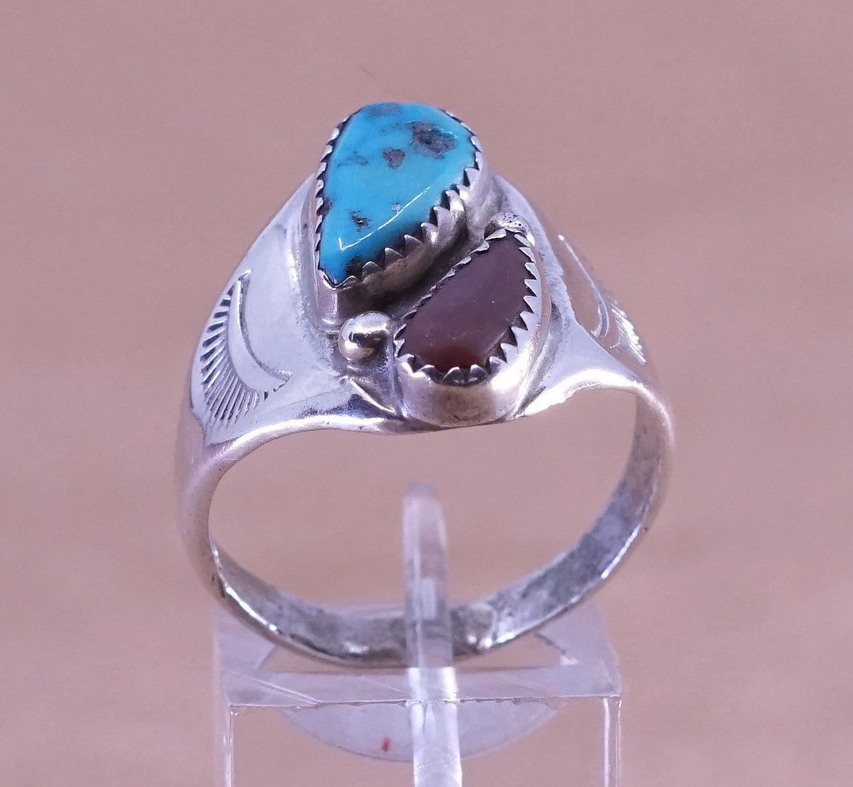 sz 11, Native American Sterling silver handmade ring, 925 w/ turquoise N carol