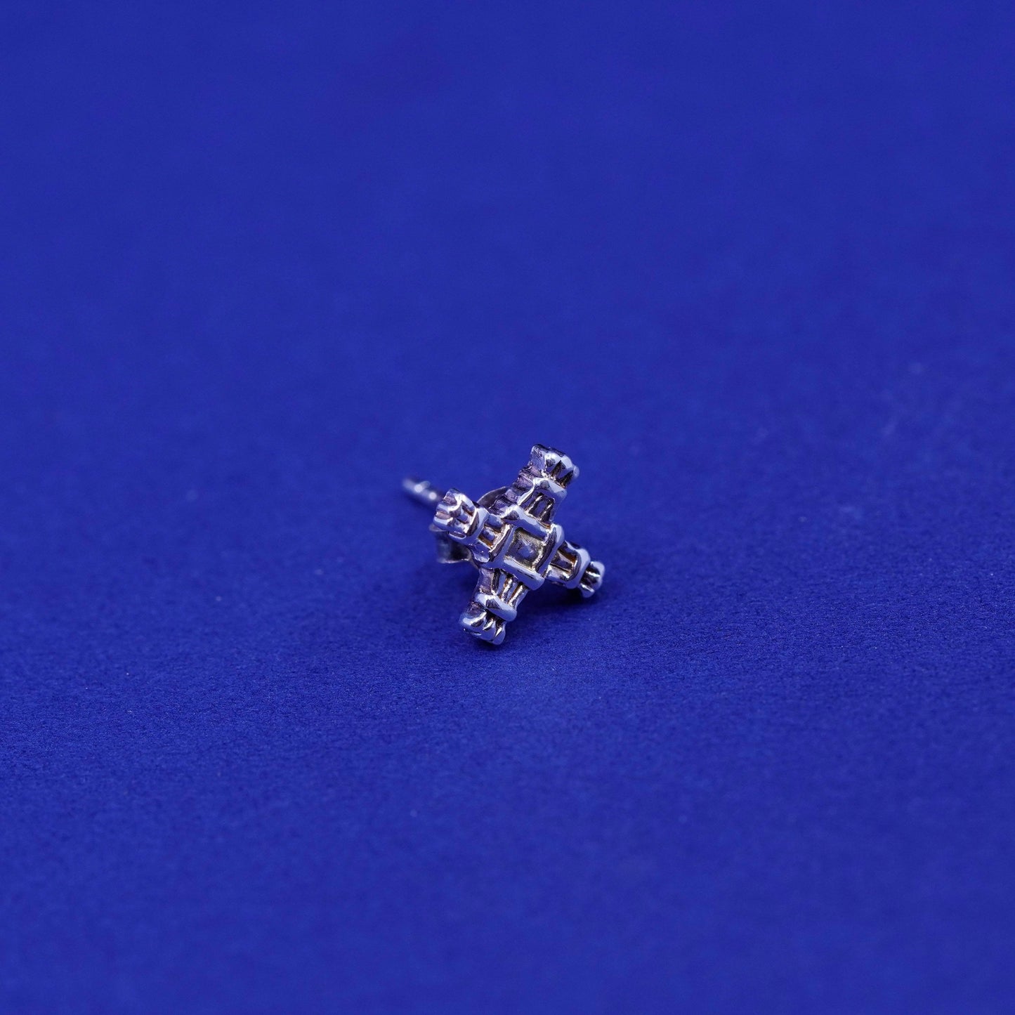 Vintage Sterling silver handmade studs, 925 cross earrings
