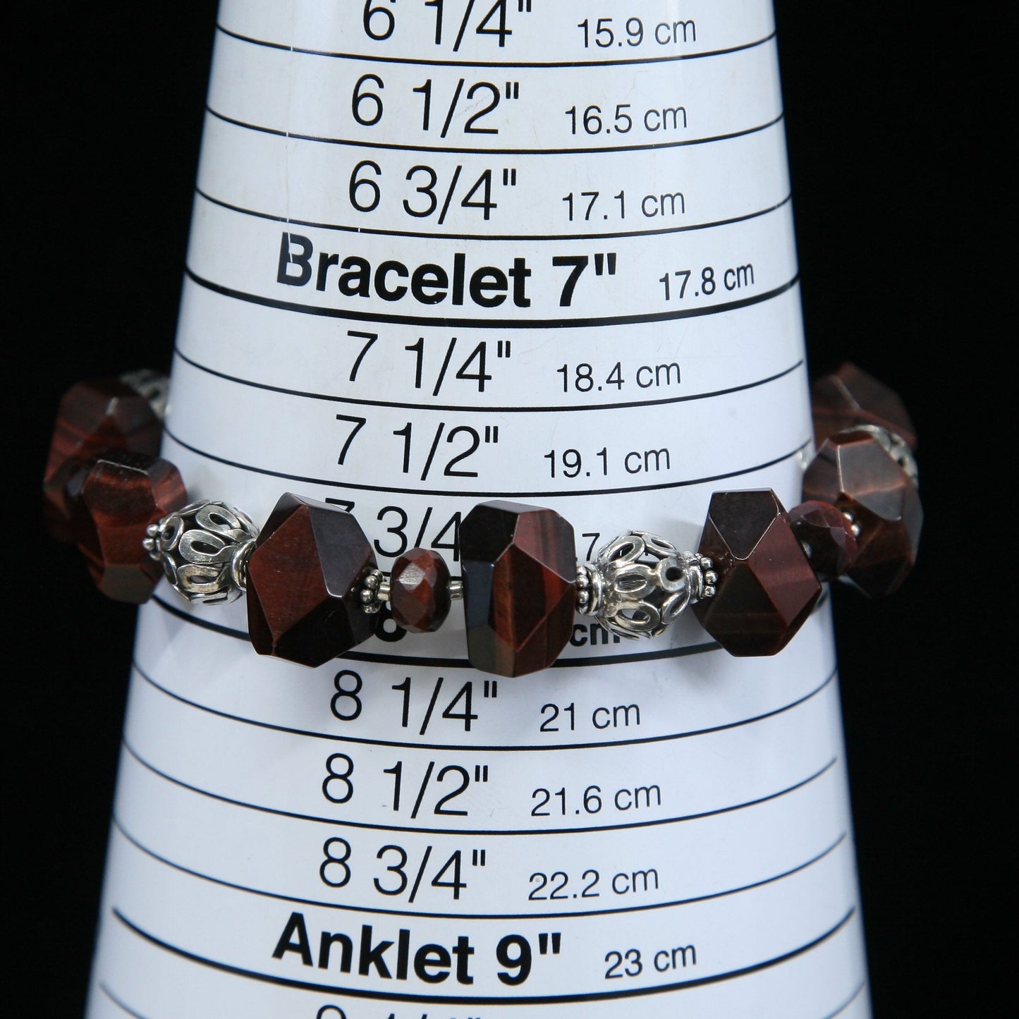 8”, handmade vintage Jasper beads w/ 925 beads bracelet N Sterling silver clasp