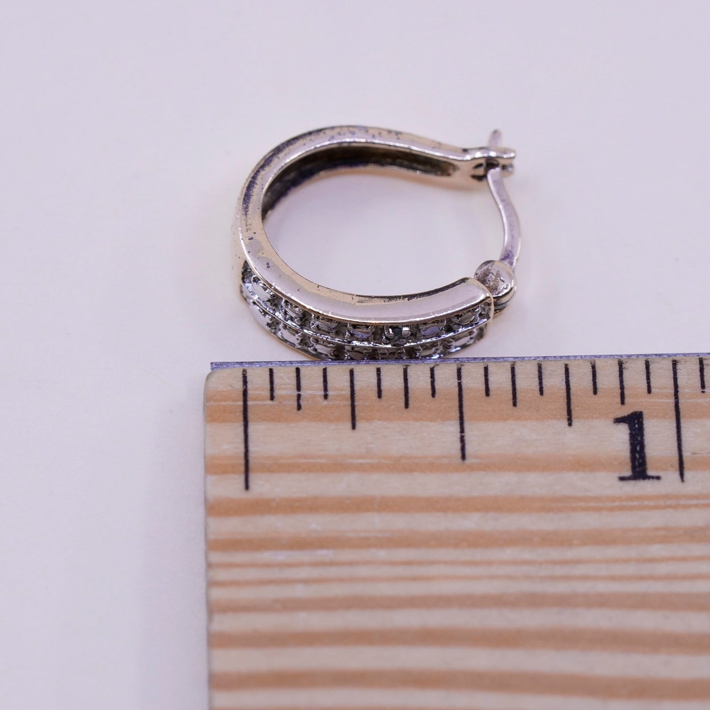 0.5”, vermeil gold over sterling silver earrings, 925 hoops, huggie diamond