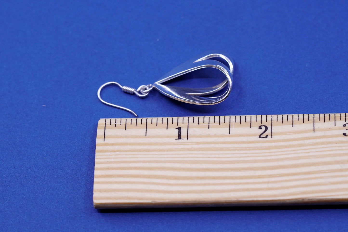 Sterling silver Handmade earrings, 925 folded teardrop Dangles