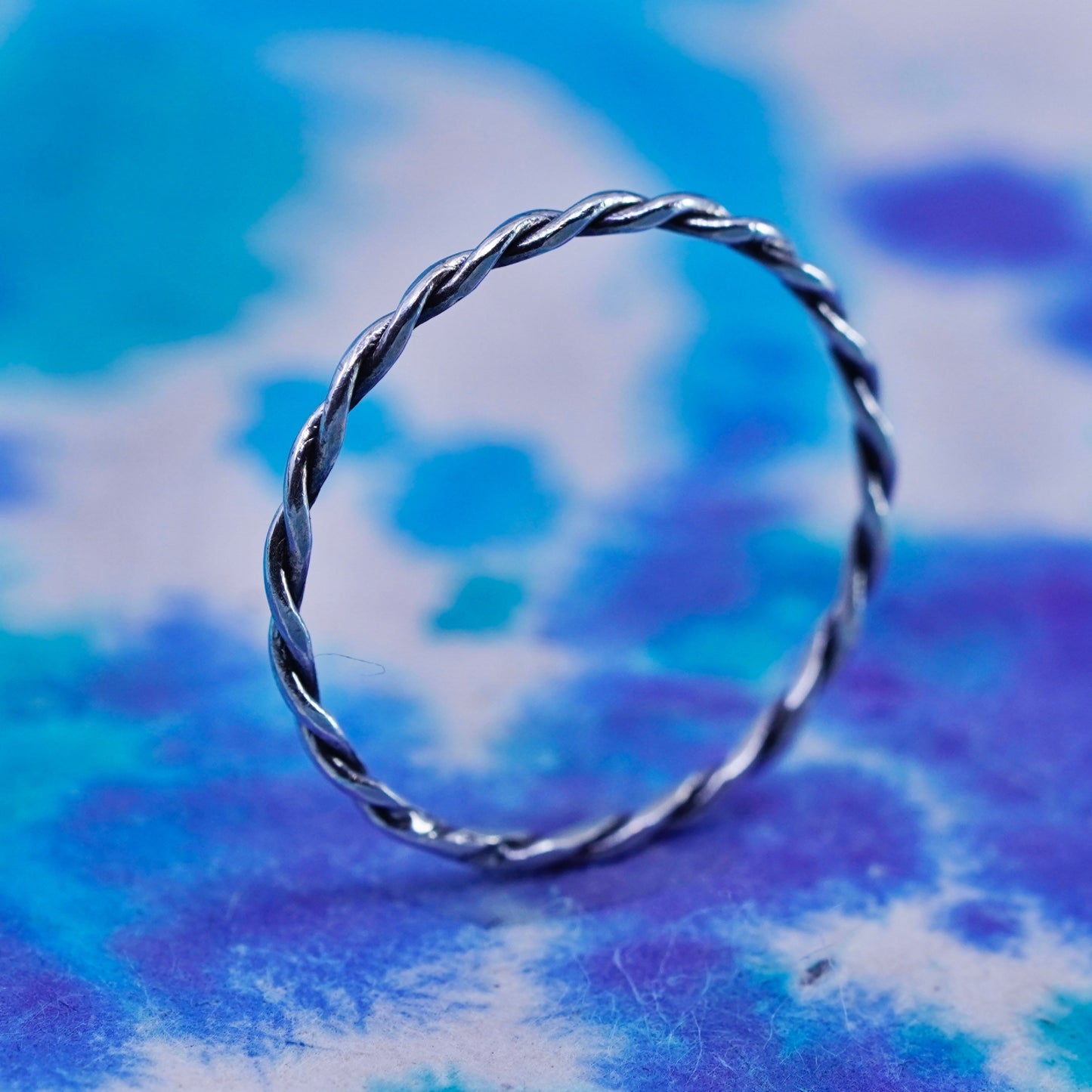 Size 12, vintage Sterling silver handmade ring, 925 cable band