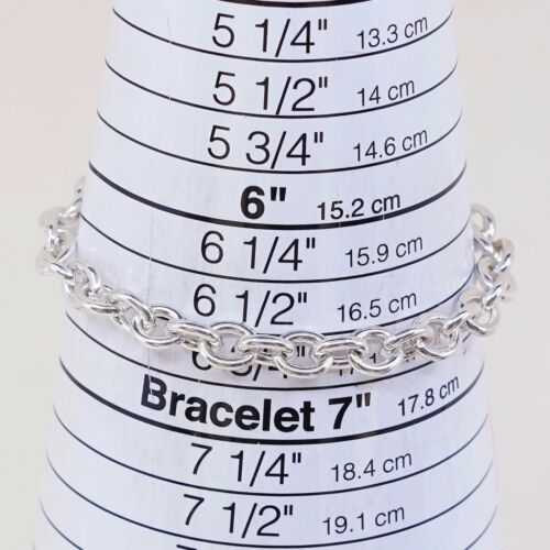 6.75”, 5mm, Vtg Sterling Silver Handmade Bracelet, 925 bold circle Charm chain