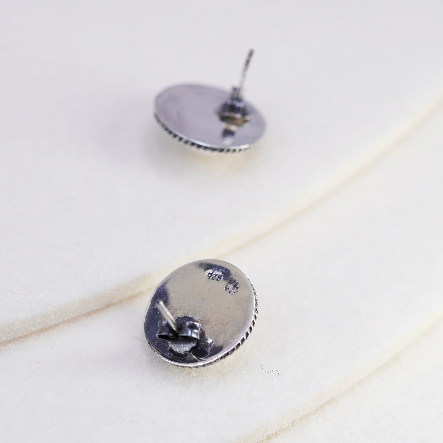 Vintage Mexico Sterling 925 silver handmade studs earrings with cable around