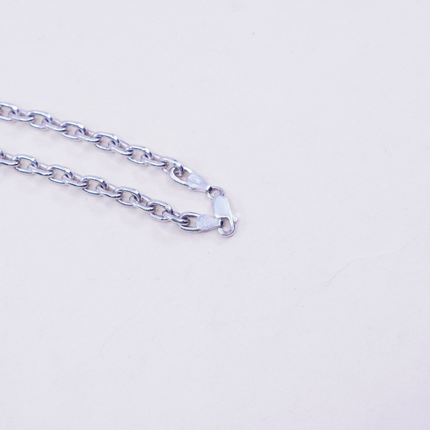 7.25”, 5mm, Vintage sterling silver handmade bracelet, 925 oval link chain
