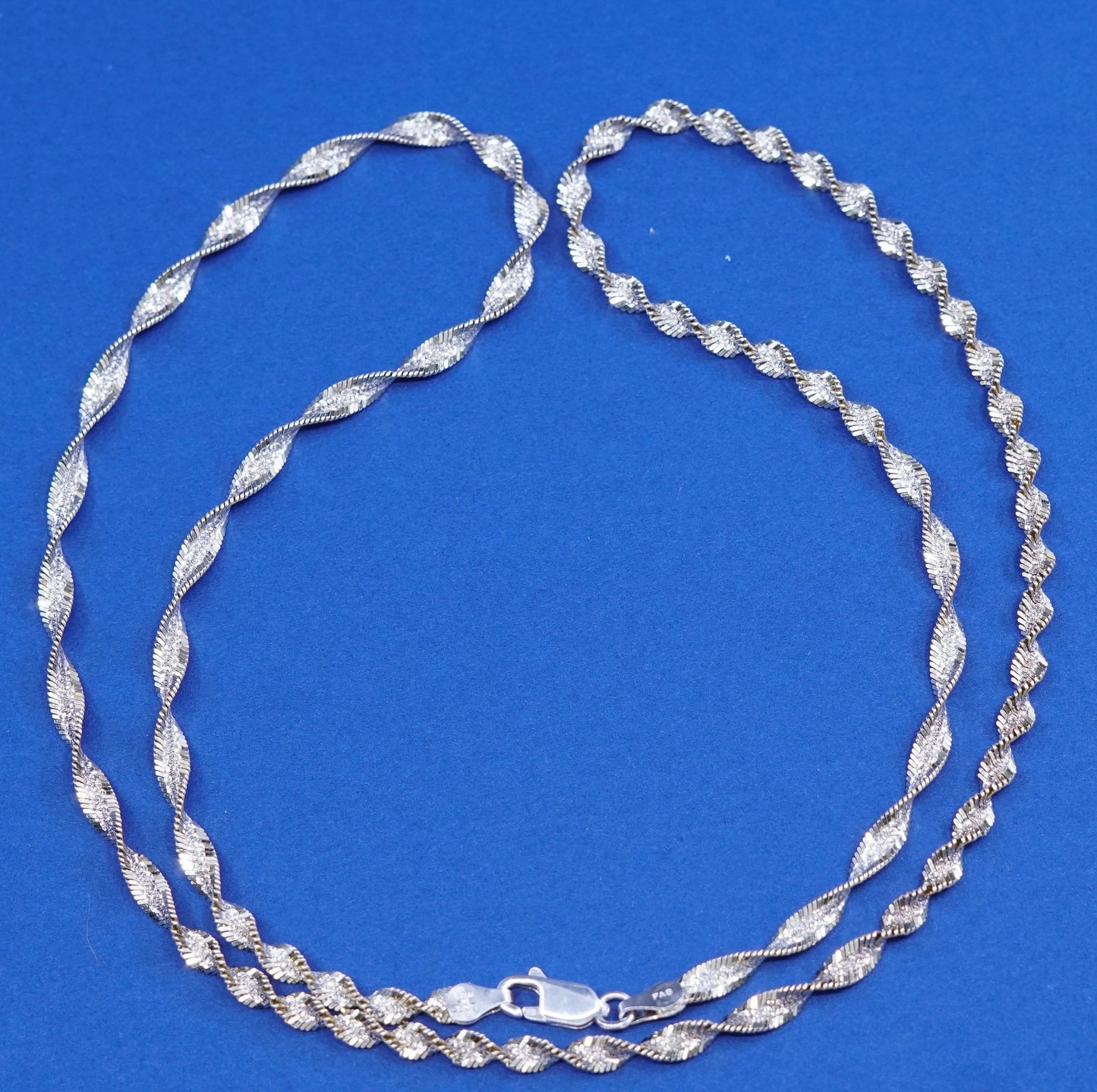 24”, vermeil gold over Sterling silver chain, 925 twisted herringbone necklace