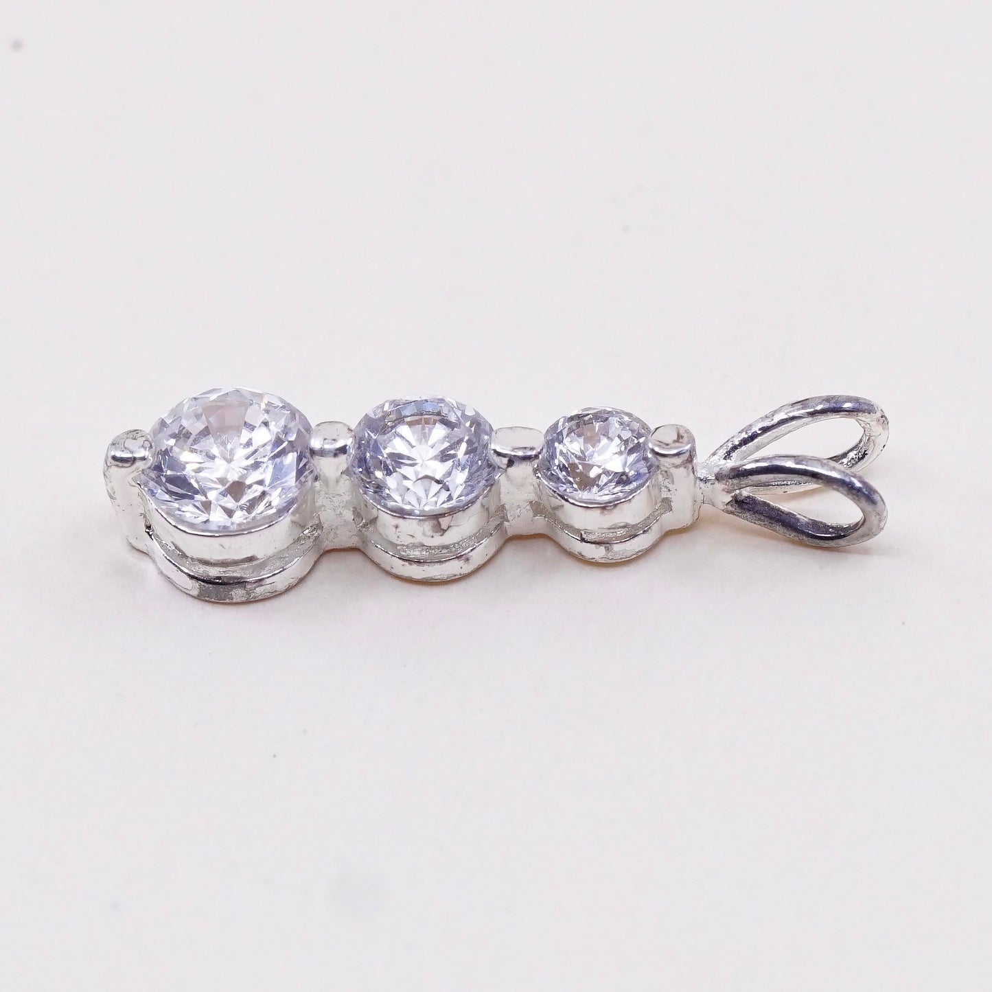 Vintage sterling silver cz crystal pendant, 925 pendant