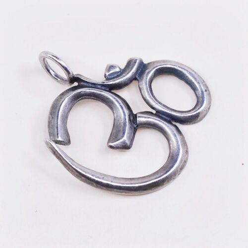 VTG sterling silver handmade pendant, 925 om aum prayer symbol Charm