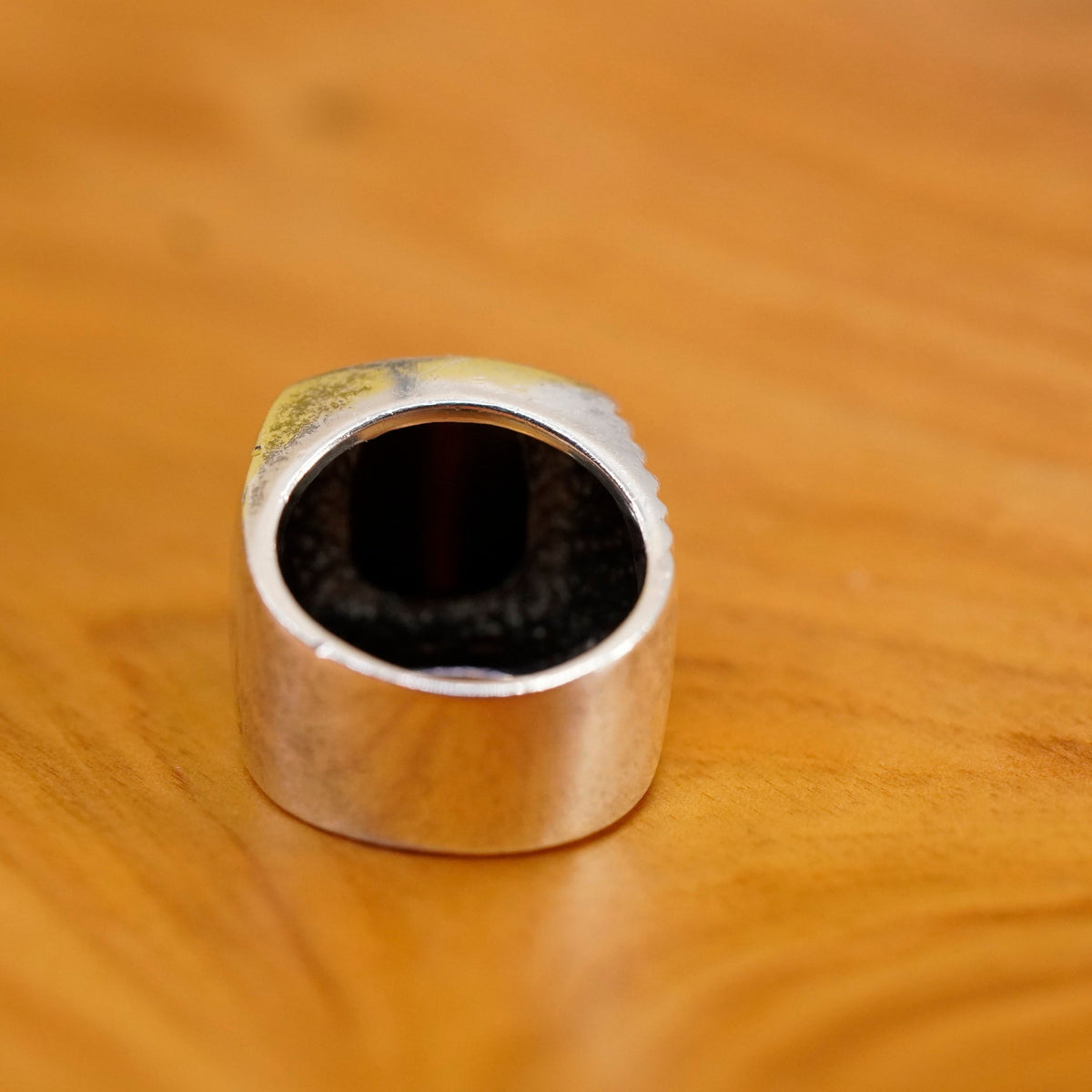 Size 6, Sterling 925 silver statement ring with black onyx and marcasite