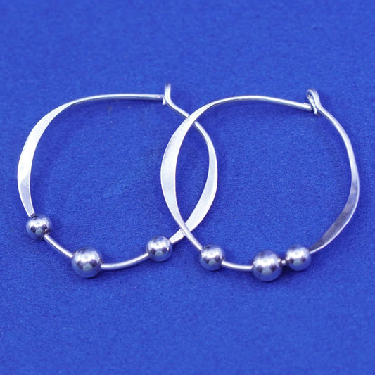 0.75”, Sterling silver handmade earrings, solid 925 silver hoops, huggie beads