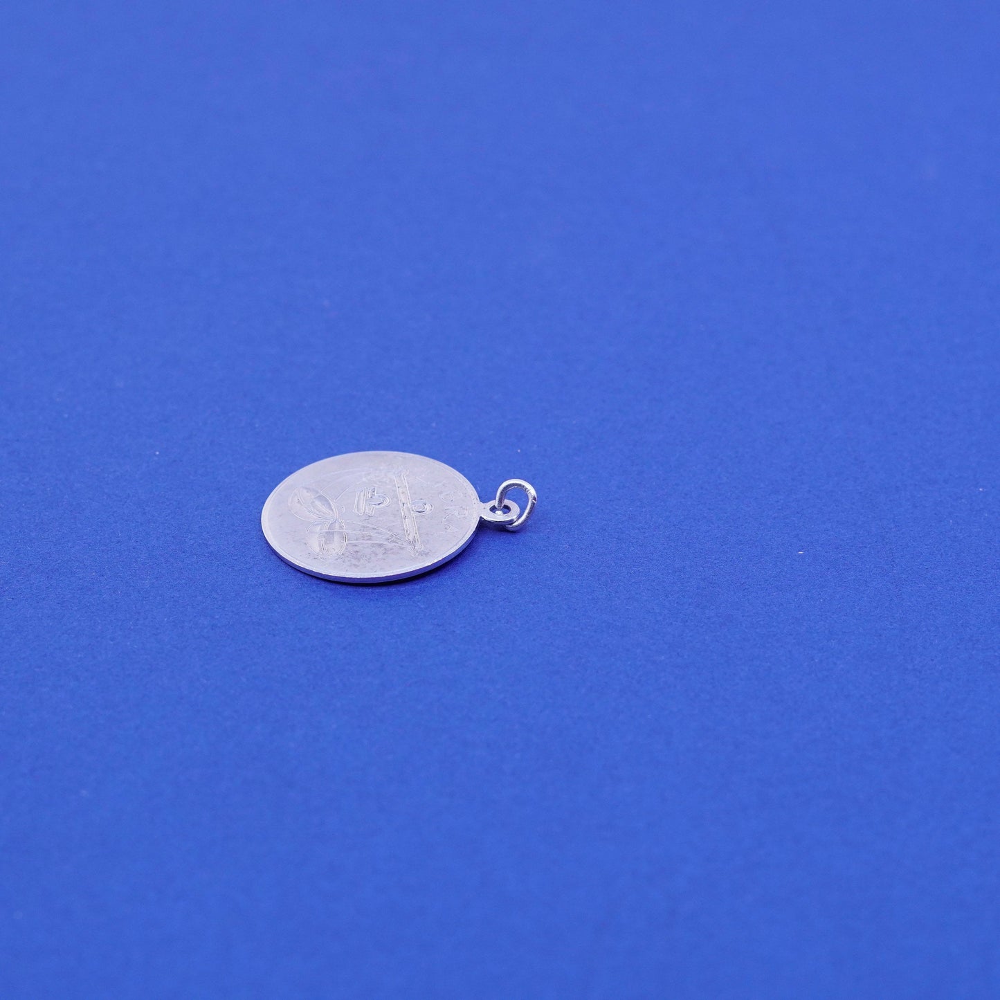 Vintage sterling silver handmade pendant, 925 charm engraved “Libra”
