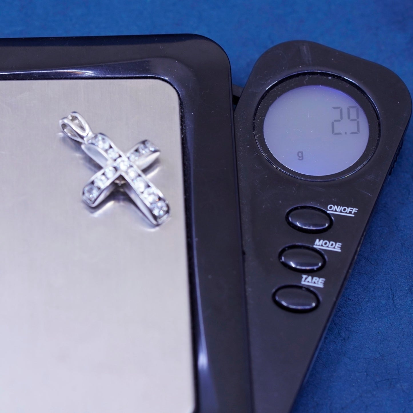 Vintage Sterling silver handmade pendant, 925 cross with cz