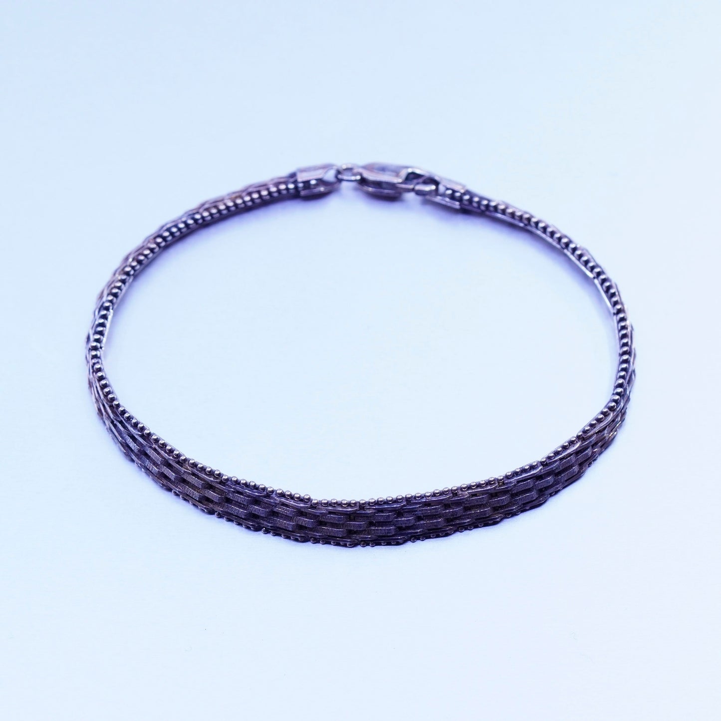 7.5”, Vintage Italy Milor Sterling 925 silver handmade bracelet, riccio chain